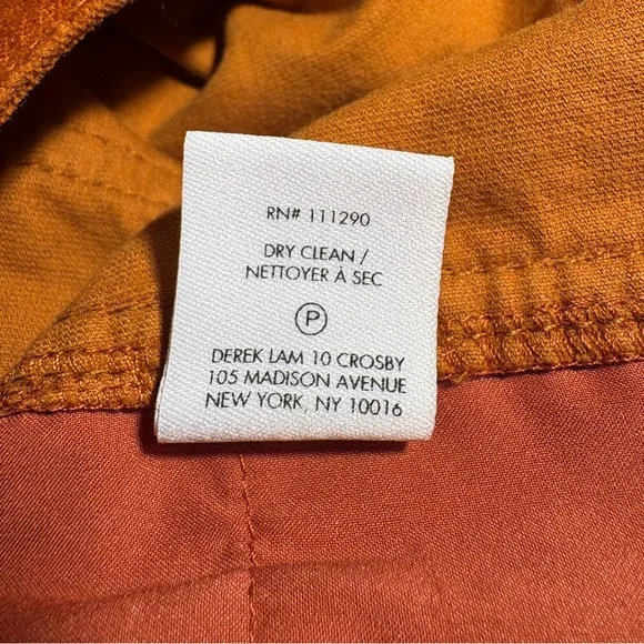 Derek Lam 10 Crosby Burnt Orange Wide Leg Cropped Pants Size 0 - Picture 7 of 7